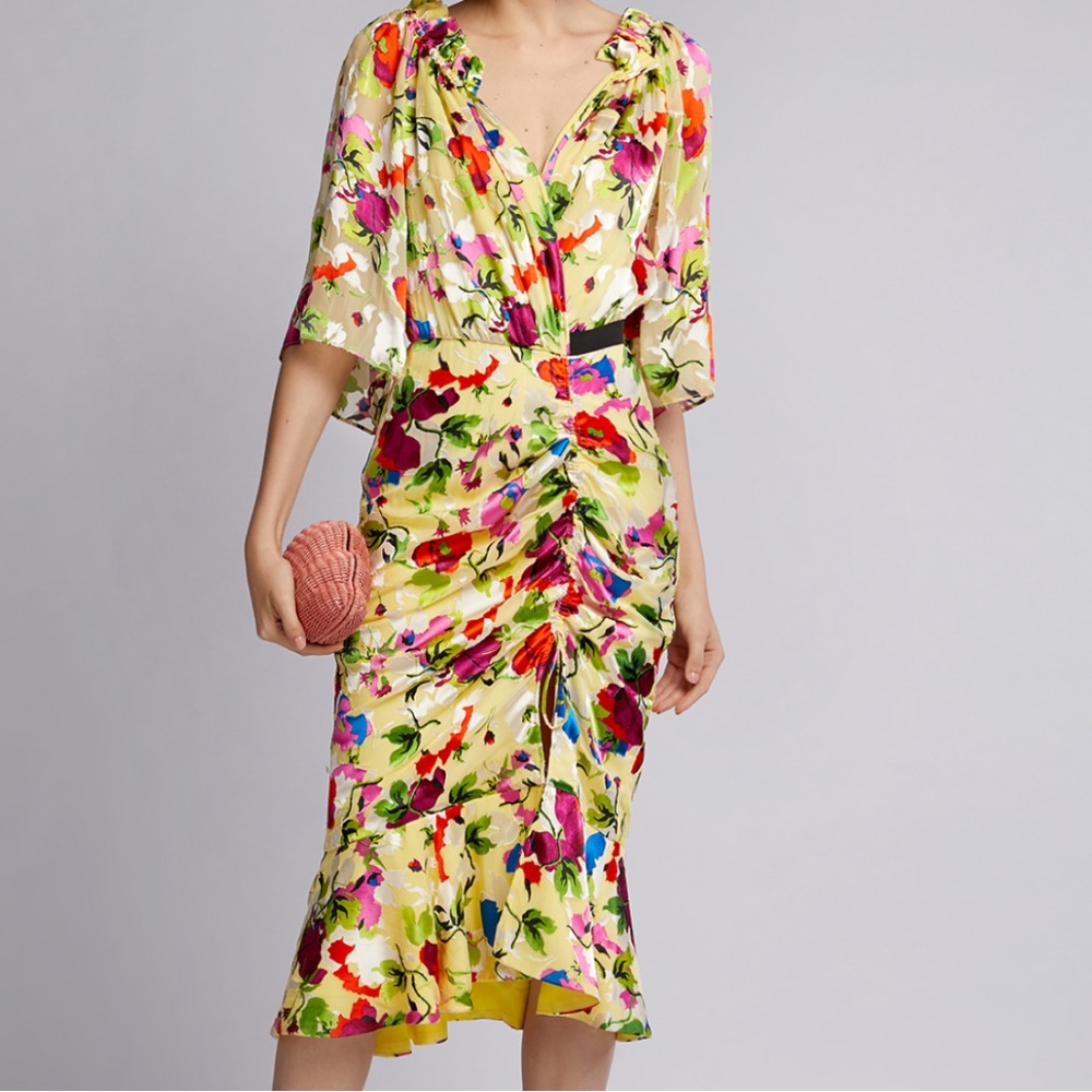 SALONI Olivia silk midi dress
